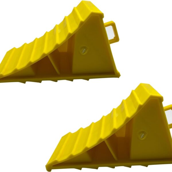 Wheel Chocks, 2Pack Trailer Chocks, Wheel Chocks with Handles, Non Slip Heavy Duty Yellow Wheel Chock, Camper Chocks, Tire Stopper, Plastic Wheel Chocks, for Trailers Cars Campers Trucks Rvs