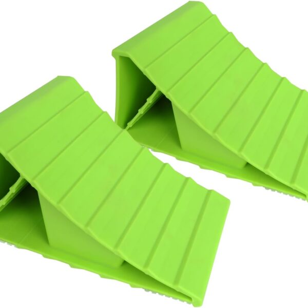 High Visibility Polypropylene Wheel Chocks 2 Pack Non Slip Base