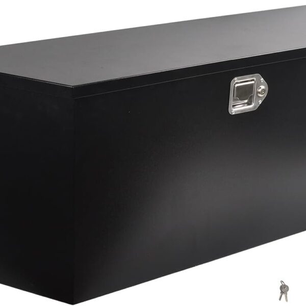 Black Steel Trailer Tongue Truck Box w/Lock for Trucks Trailers RV ATV Pickup Trucks Flatbeds   49 x 15 x 18 5 Inch