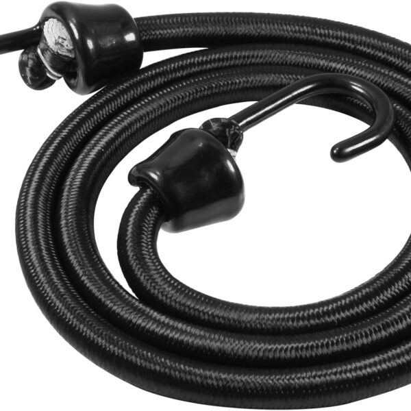 36 inch Bungee Cords with Hooks Heavy Duty, 4 Pack and Black Color Cord, Marine Grade Hooks with Plastic Coating Process