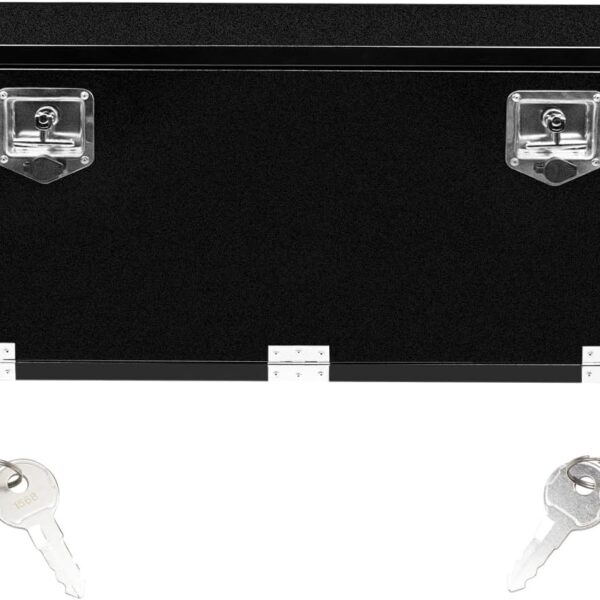 48 Inch Underbody Steel Truck Tool Box with T Handle Latch Flatbed Tool Box Storage Box for Trailer Heavy Duty Truck Bed Lockable Storage Organizer Chest Black(48” x 18” x 18”)