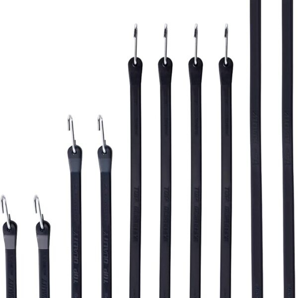 Rubber Bungee Cords with Hooks, Heavy Duty Bungee Straps, Assorted Sizes with 1 8X Max Stretch & Over 176 lbs Load, Black, 100%  Rubber & S Hooks for Cargo, s, 10", 15", 21", 31" (10 Pack)