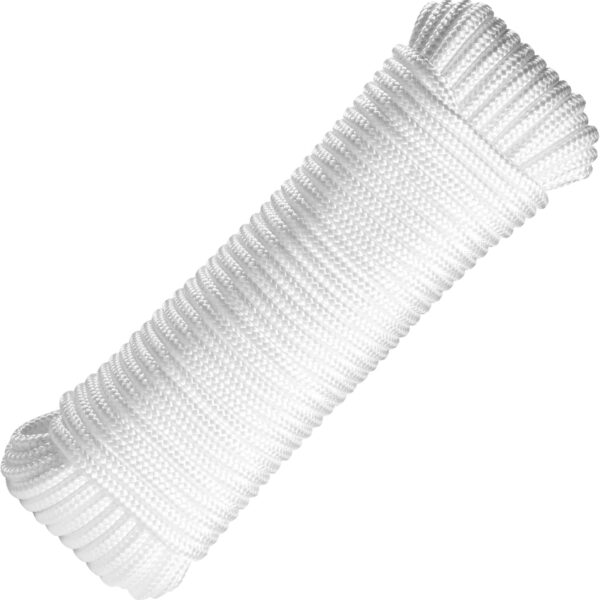Nylon Rope,  Works Well for Camping Hiking Utility, Good for Clothesline, Tie, Pull, Swing and More   1/4 Inch by 80 Ft  White