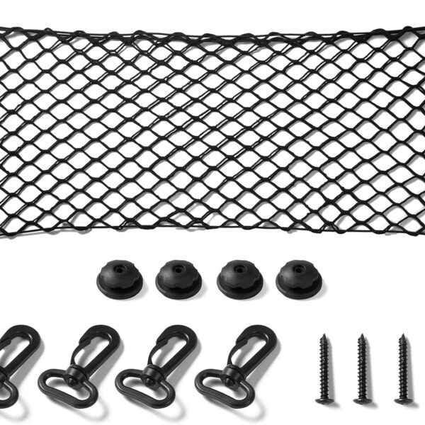 Truck Bed Cargo Net Stretchable, Adjustable Trunk Storage Net with Hook, Accessories for Pickup Bed Divider Organizer and Storage, Compatible with Chevy  Ford F150  (50"x 18")