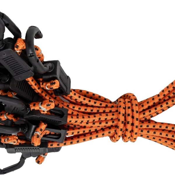 All  Purpose Adjustable Bungee Cords with Hooks, 32 Inch, Orange/Black, 10 Count