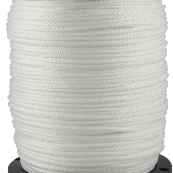 1/8 inch White Dacron Polyester Rope   1000 Foot Spool | Solid Braid   Industrial Grade   High UV and Abrasion Resistance   Low Stretch