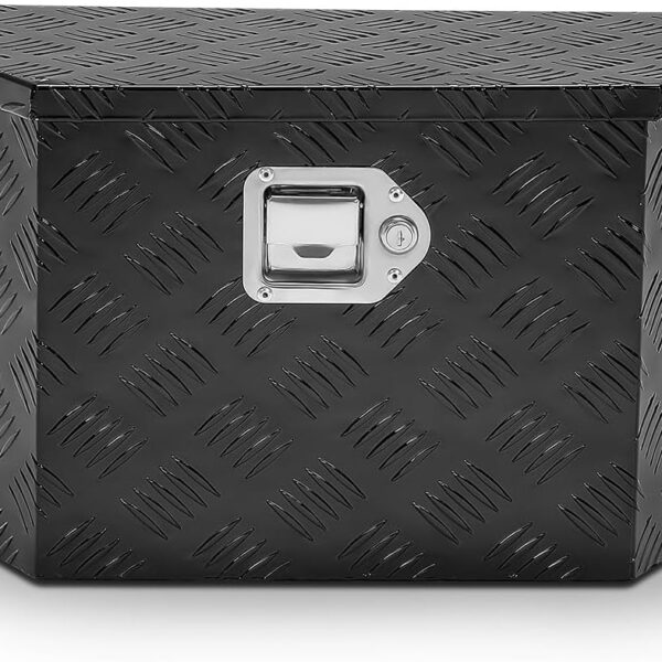 Trailer Tongue Box, Lockable Aluminum Truck Bed Tool Box, 26" X 11" X 12", Black,