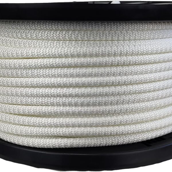 3/8 inch White Dacron Polyester Rope   250 Foot Spool | Solid Braid   Industrial Grade   High UV and Abrasion Resistance   Low Stretch
