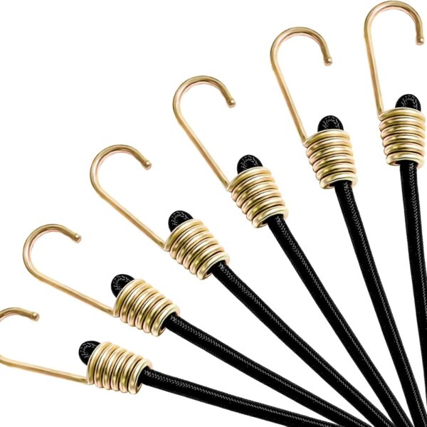 36" Bungee Cords with Hooks,10mm(6 Pack) Bungee Cord Assortment Metal Hooks, Multi Purpose Bungee Cords Heavy Duty Outdoor, Strong Bungee Straps for Various Cargoes, Weatherproof & UV