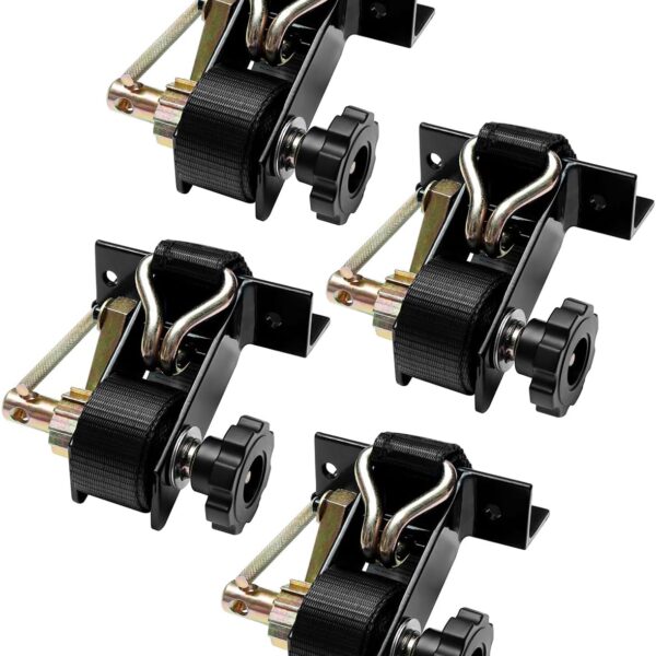 Ladder Rack Ratchet Straps with J Hook (4 PCS), 1 4" Black Square Tube Mount, 1 5" Wide x 7 5' Long Black Retractable Ratchet Tie Down Strap Roof Rack, 500 lbs Load Heavy Duty, Cargo Buckle Lock Strap