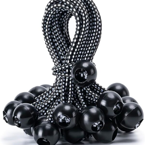30 Pack Ball Bungee Cord, 6 Inch Heavy Duty Bungie Cord Balls Canopy  Tie Down Bungee Balls for Camping, Tents, Cargo,Holding Wire and Hoses, Patio Umbrellas, Awning (Black)