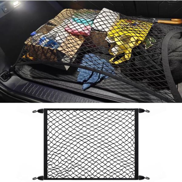 Cargo Net for ,Upgraded Highly Elastic Truck Cargo Net with Trunk Net Hooks   Stretch to 62 99"X47 24",Premium Truck Bed Netting for Cargo for Car Organizer and Storage