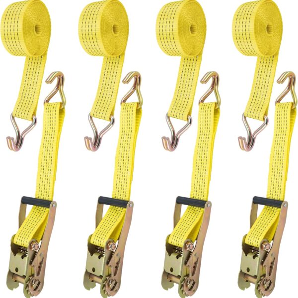 Heavy Duty Ratchet Straps(4 Pack), 2" x15' Ratchet Tie Down Strap, 5000 Lbs Ratchet Straps Heavy Duty with J Hook for Cargo Straps by