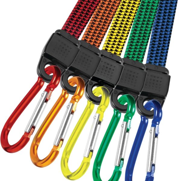 5pk Flat Carabiner Bungee Cord