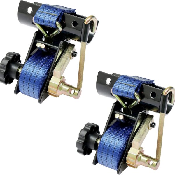 Retractable Ratchet Strap with J Hook (Pair), 2/'' Black Round Tube Mount, 1 5/'' Wide x 7 5' Long Blue Ladder Rack Tie Down Roof Rack, 500 lbs Load Heavy Duty, Cargo Buckle Lock